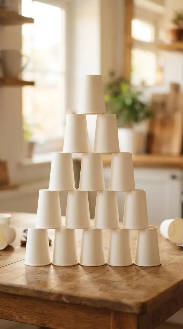 Paper Cup Tower kids challenge